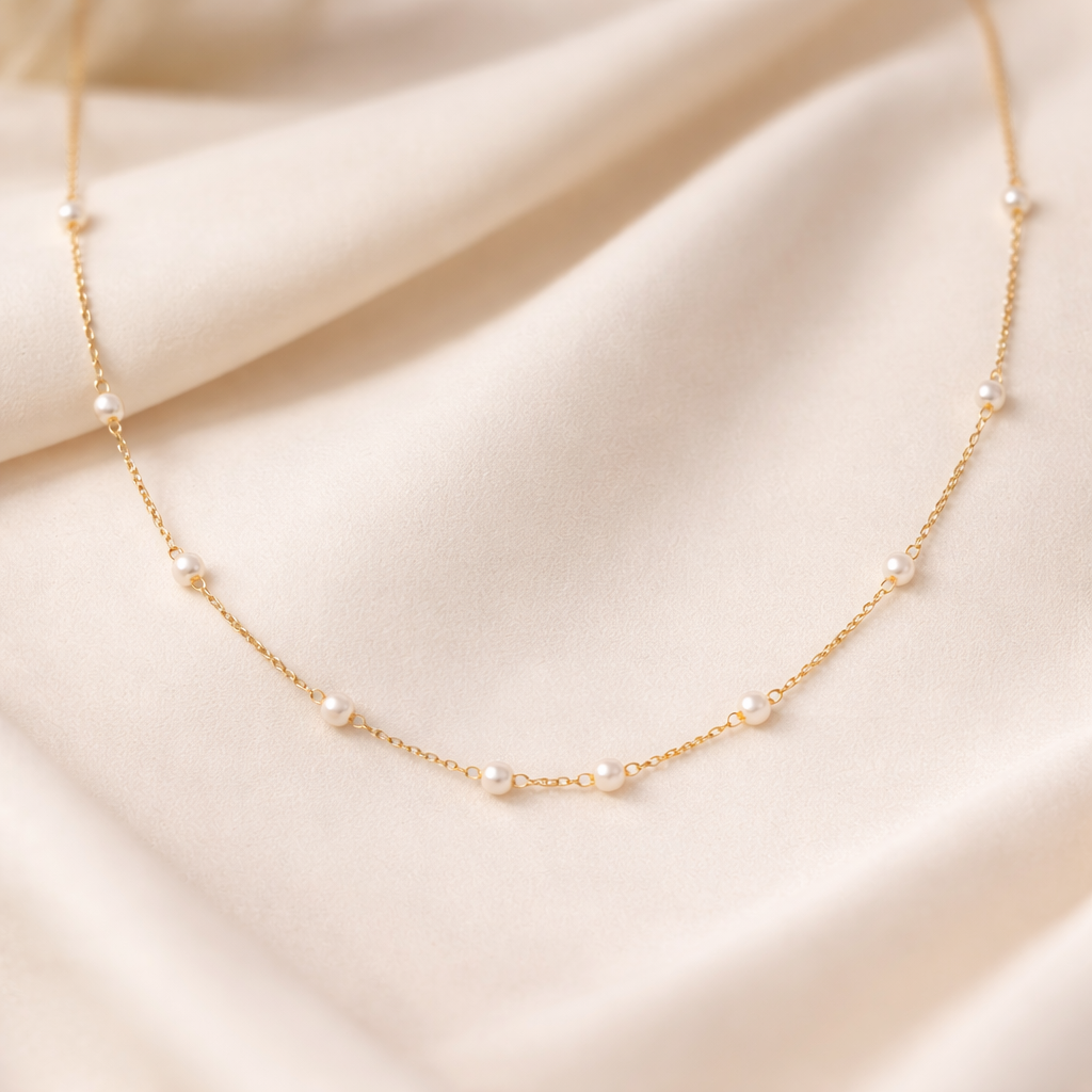 Collier perles d’eau douce doré