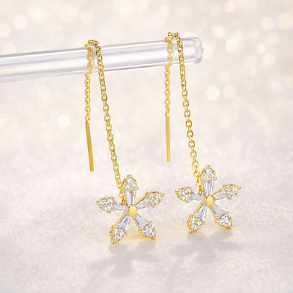 Boucles d’oreilles Fil Fleur Serties