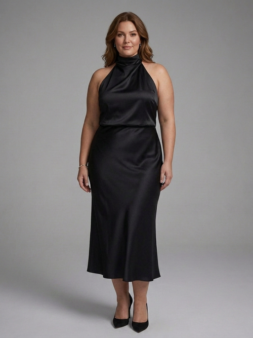 Eilwen | Robe Midi avec Décolleté Halter