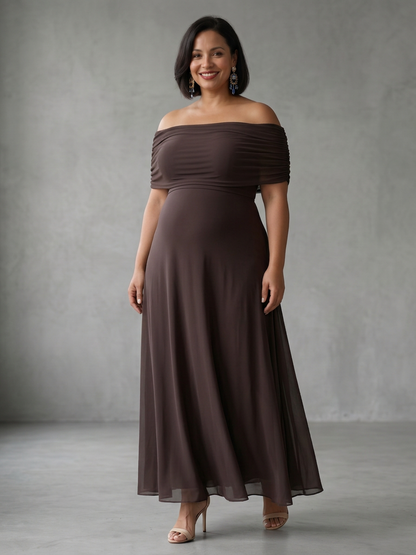 Astrid | Robe Midi Drapée Hors Épaule