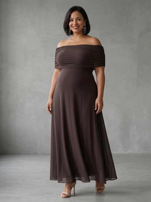 Astrid | Robe Midi Drapée Hors Épaule