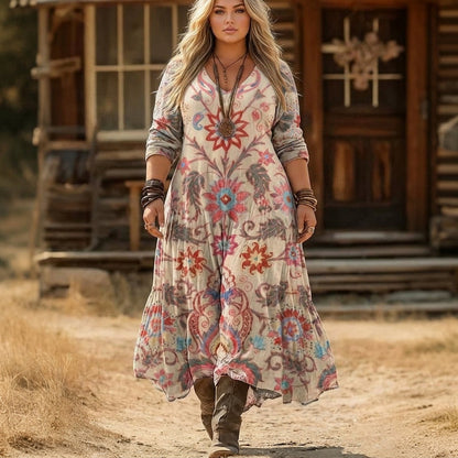 Fougère | Robe Décontractée à Manches Longues Inspirée du Vintage