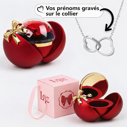 Collier Personnalisé avec Boîte Rose Éternelle
