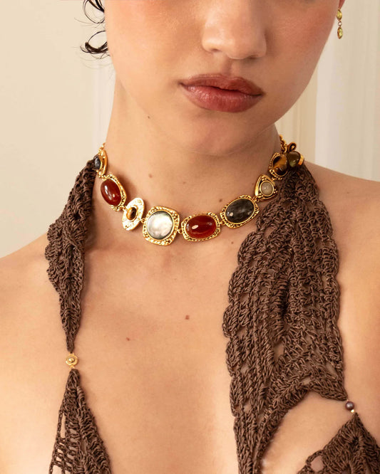 Collier Athéna en métal doré