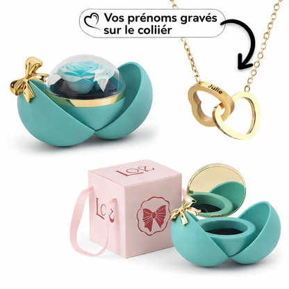 Collier Personnalisé avec Boîte Rose Éternelle