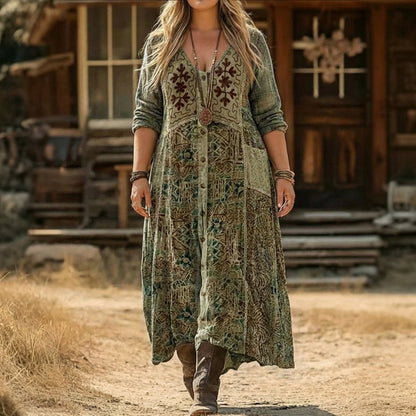 Orla | Robe décontractée à manches longues inspirée du vintage