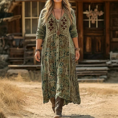 Orla | Robe décontractée à manches longues inspirée du vintage