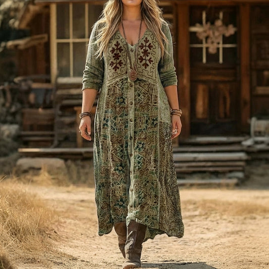 Orla | Robe décontractée à manches longues inspirée du vintage