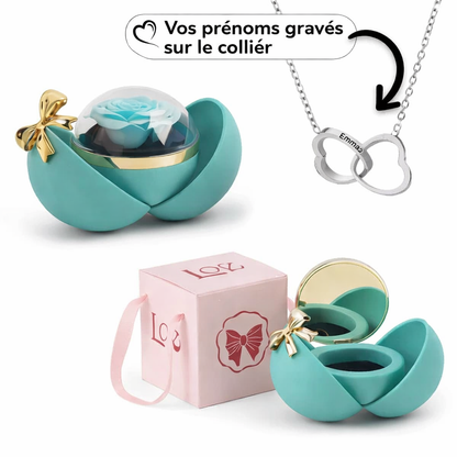 Collier Personnalisé avec Boîte Rose Éternelle