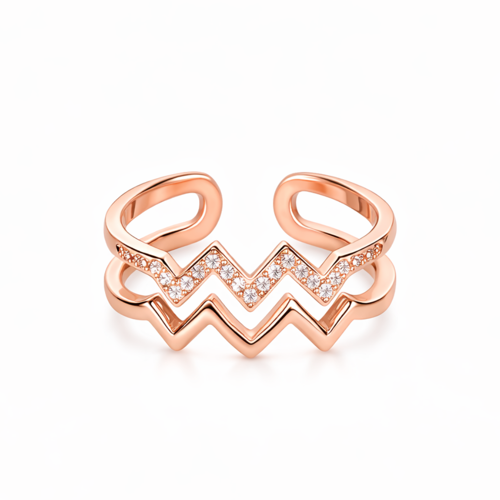 Bague Double Zigzag Pavée
