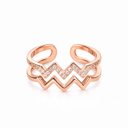 Bague Double Zigzag Pavée