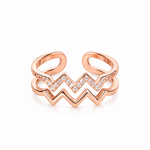 Bague Double Zigzag Pavée