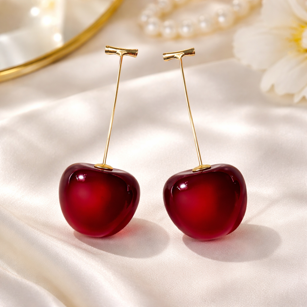 Boucles d’oreilles Cerise Rouge
