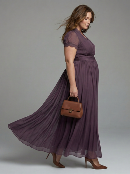 Belen | Robe Maxi à Taille Froncée avec Ouverture en Forme de Clef