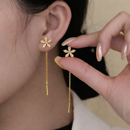 Boucles d’oreilles Fil Fleur Serties