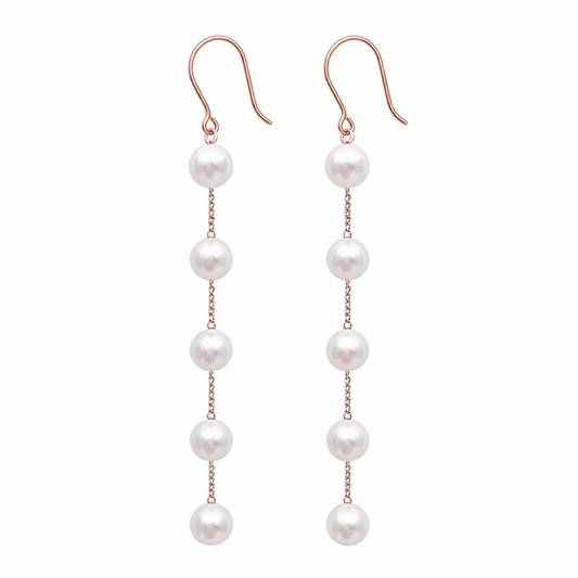 Boucles Pendantes à Perles Blanches