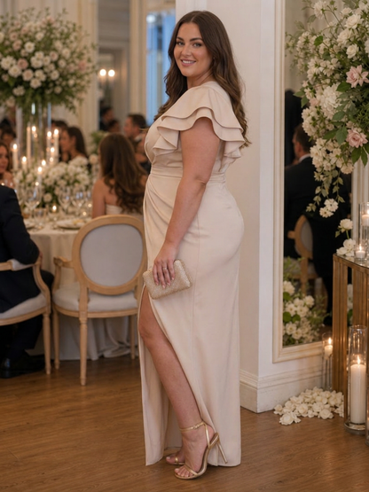 Mei | Robe Midi à Épaule Dénudée Drapée