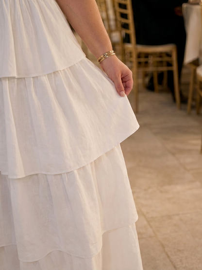 Daria | Robe Midi à Corsage Smocké Sans Bretelles