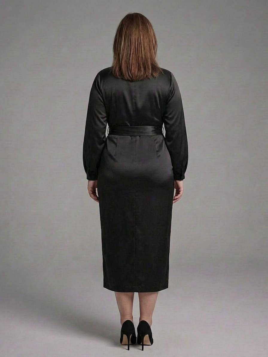 Wilhelmina | Robe Midi à Manches Longues et Fermeture Latérale