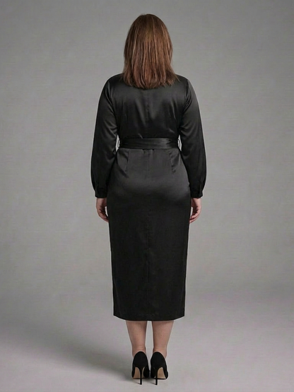 Wilhelmina | Robe Midi à Manches Longues et Fermeture Latérale
