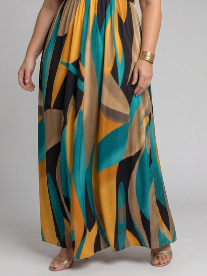 Saskia | Robe Maxi Sans Manches à Imprimé Abstrait