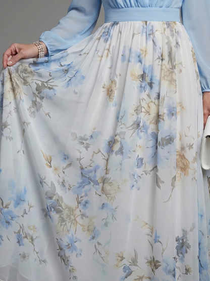 Nia | Robe Maxi Florale à Décolleté en V Transparent