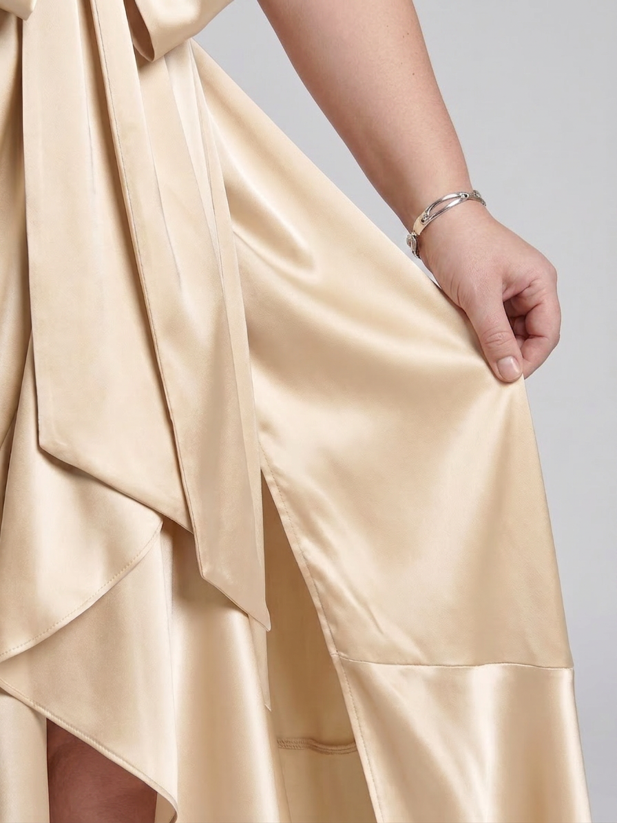 Amina | Robe Midi Asymétrique à Encolure Halter
