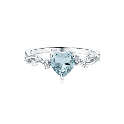 Bague cœur en aigue-marine