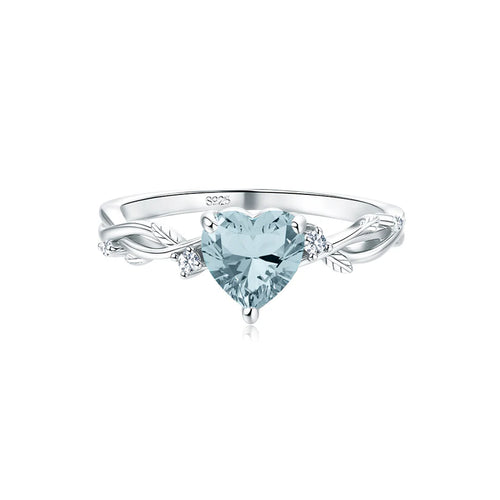Bague cœur en aigue-marine
