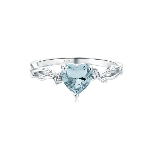Bague cœur en aigue-marine