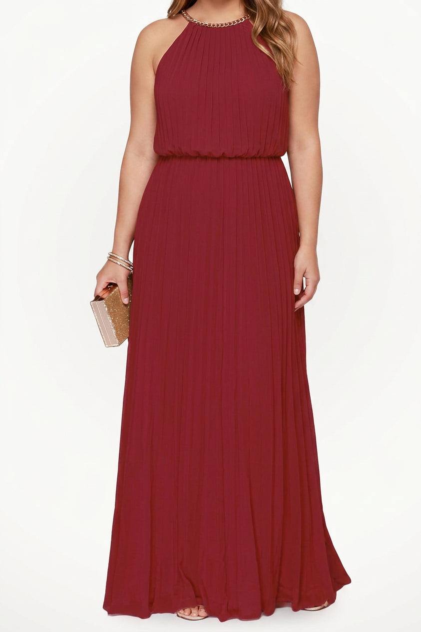 Verity - Robe Maxi Sans Manches Avec Ceinture