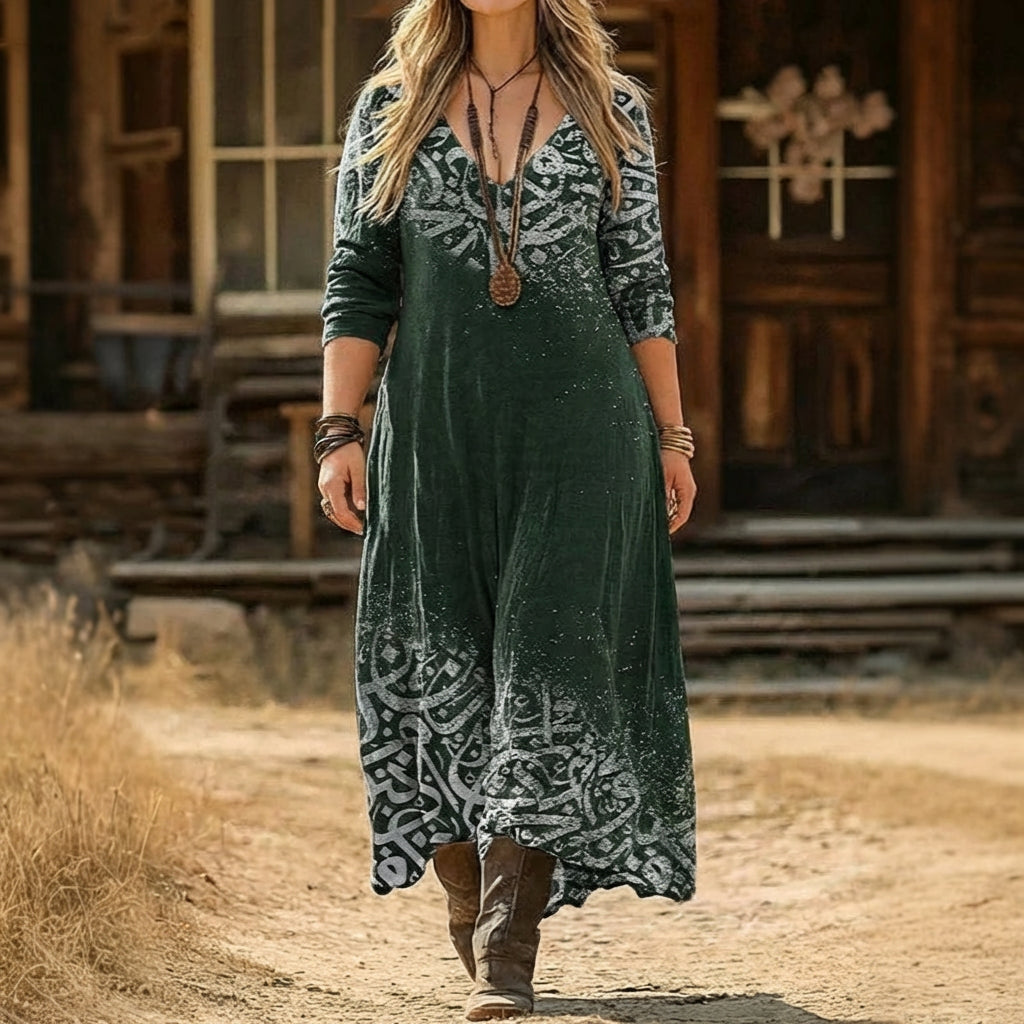 Bonnie | Robe décontractée à manches longues inspirée vintage