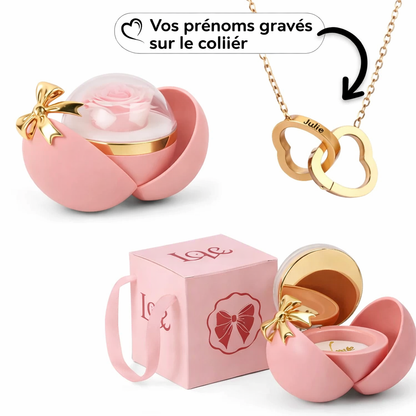 Collier Personnalisé avec Boîte Rose Éternelle