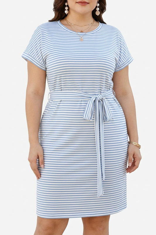 Seren - Robe en Coton à Rayures Aérées