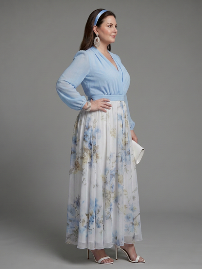 Nia | Robe Maxi Florale à Décolleté en V Transparent