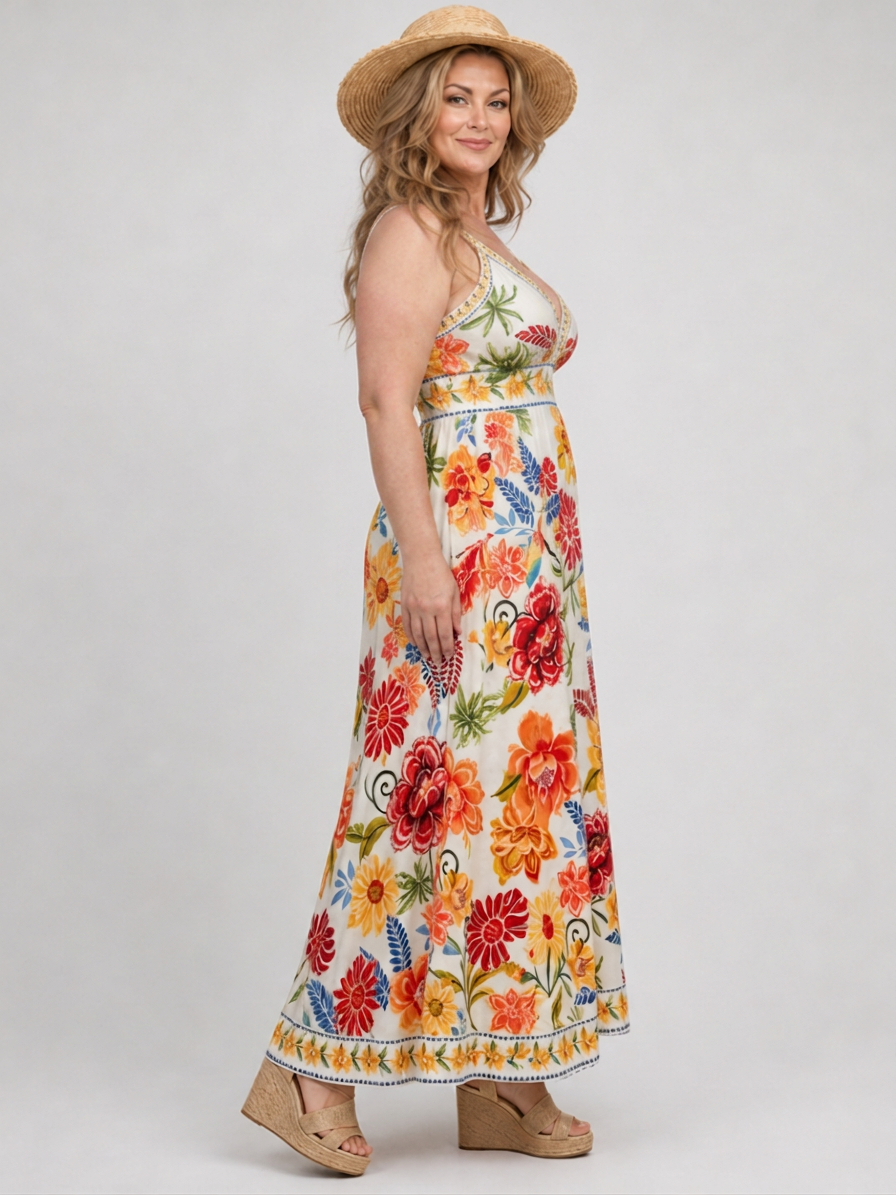 Calla | Robe Midi Sans Manches Taille Empire