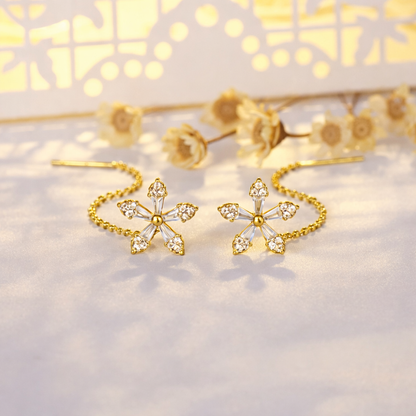 Boucles d’oreilles Fil Fleur Serties
