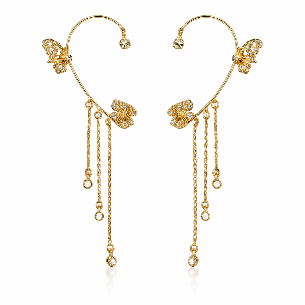 Boucles d’oreilles papillon à franges