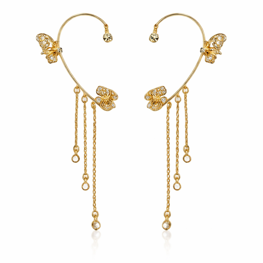 Boucles d’oreilles papillon à franges