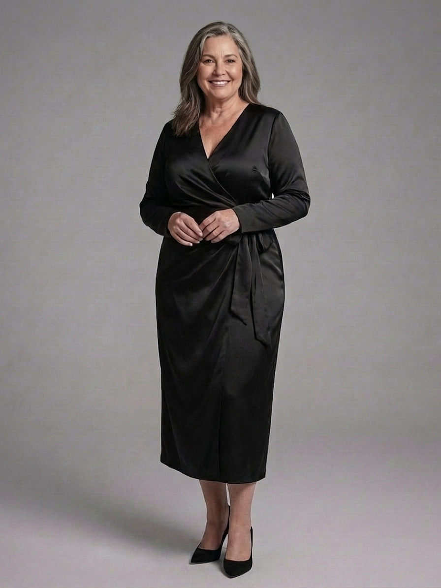 Wilhelmina | Robe Midi à Manches Longues et Fermeture Latérale
