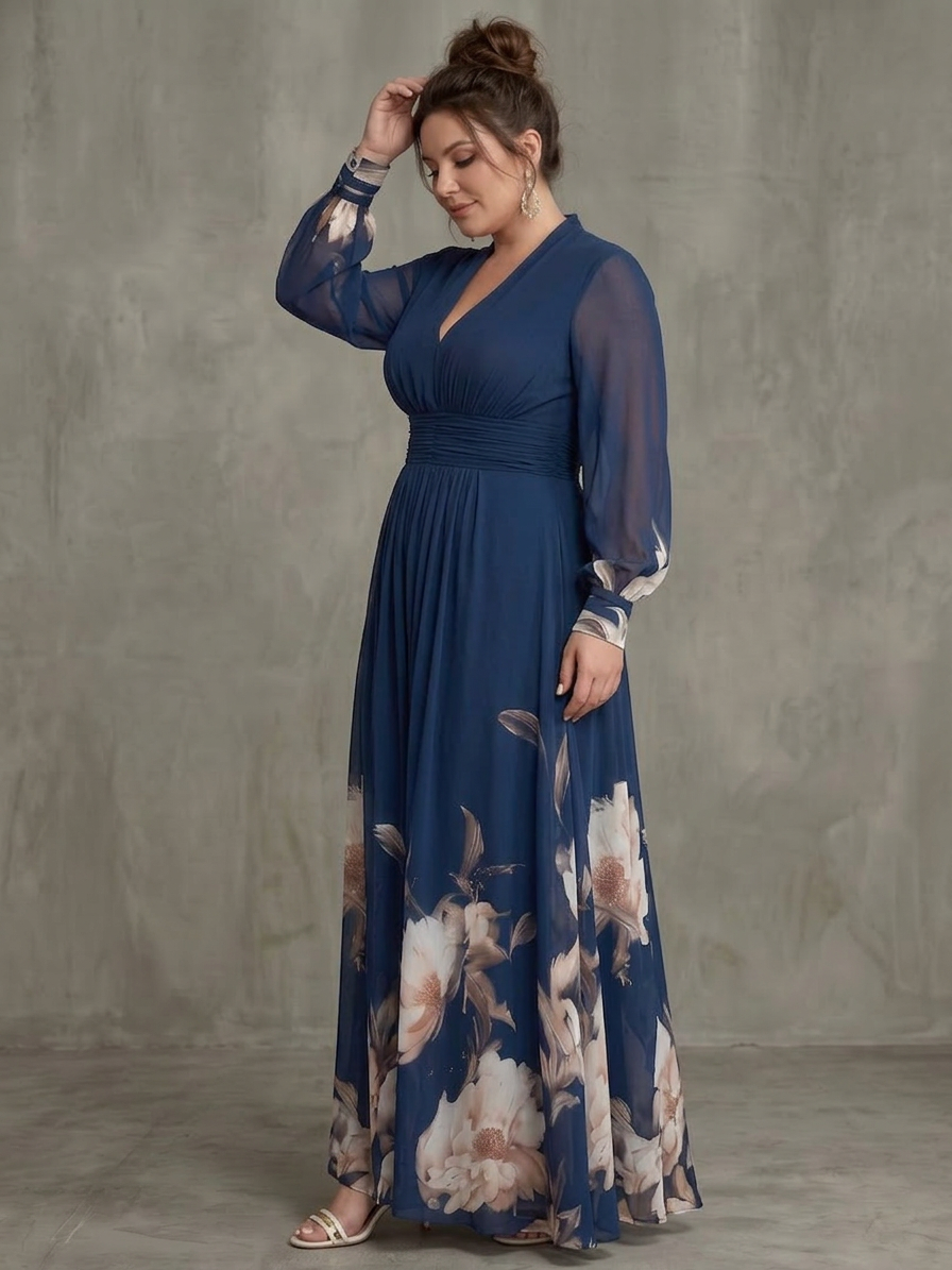 Etta | Robe Maxi à Manches Transparentes Plissées
