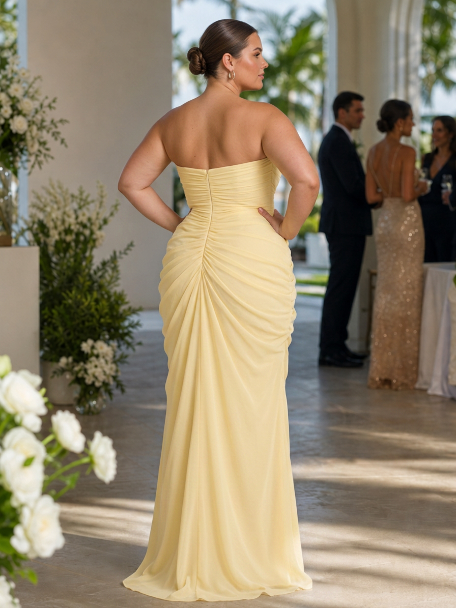 Keiko | Robe Maxi Sans Bretelles à Fente Latérale Haute