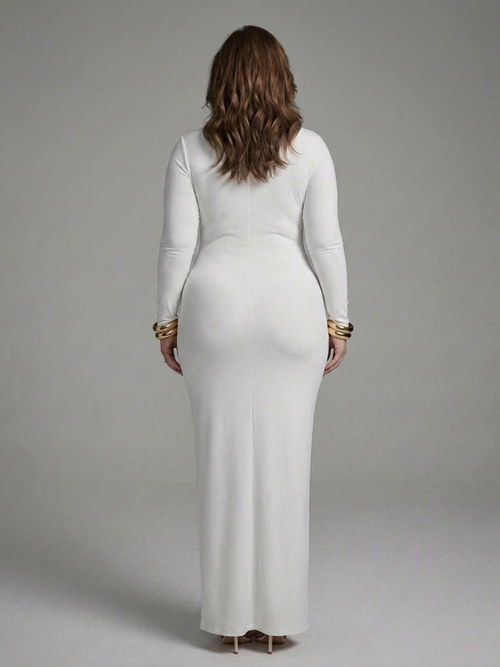 Belen | Robe Maxi avec Col Haut et Manches Longues