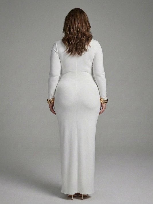 Belen | Robe Maxi avec Col Haut et Manches Longues