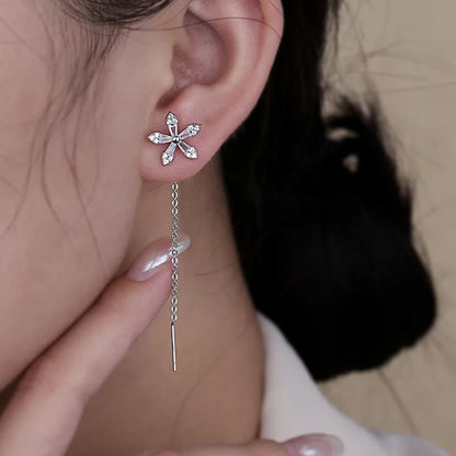 Boucles d’oreilles Fil Fleur Serties