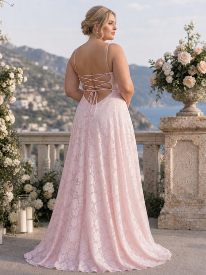 Noa | Robe Maxi en Dentelle à Bretelles Spaghetti
