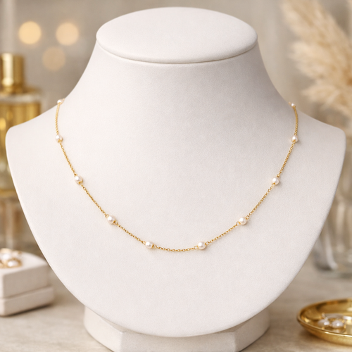 Collier perles d’eau douce doré
