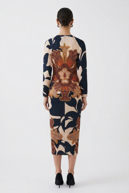 Signy | Robe Midi Dolman Imprimé Unique Évasion Solaire