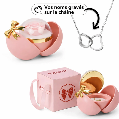 Collier Personnalisé avec Boîte Rose Éternelle