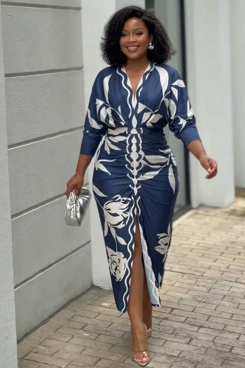 Signy | Robe Midi Dolman Imprimé Unique Évasion Solaire